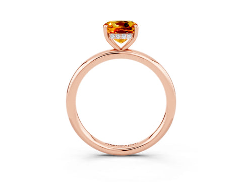 Rose gold Cushion Cut Citrine Solitaire Ring with Thin Band and Four-Prong Setting_3