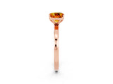 Rose gold Cushion Cut Citrine Solitaire Ring with Thin Band and Prong Setting_14