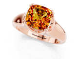 Rose gold Cushion Cut Citrine Solitaire Ring with Wide Band and Prong Setting_1