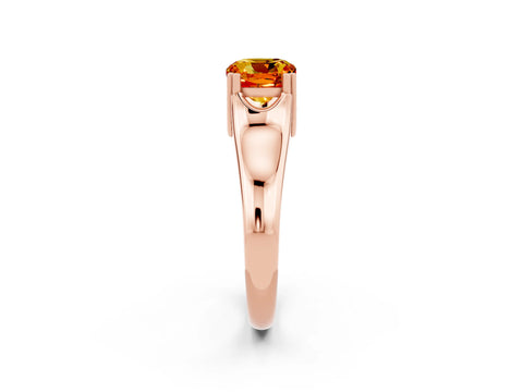 Rose gold Cushion Cut Citrine Solitaire Ring with Wide Band and Prong Setting_2
