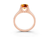 Rose gold Cushion Cut Citrine Solitaire Ring with Wide Band and Prong Setting_3
