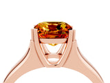 Rose gold Cushion Cut Citrine Solitaire Ring with Wide Band and Prong Setting_4