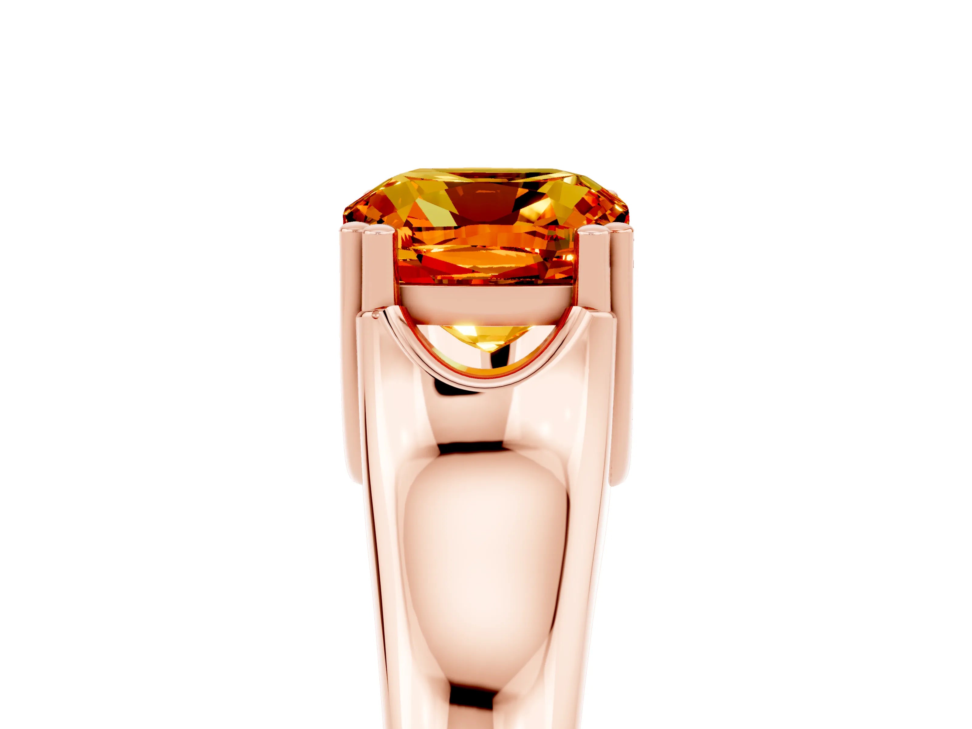 Rose gold Cushion Cut Citrine Solitaire Ring with Wide Band and Prong Setting_5