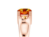 Rose gold Cushion Cut Citrine Solitaire Ring with Wide Band and Prong Setting_5