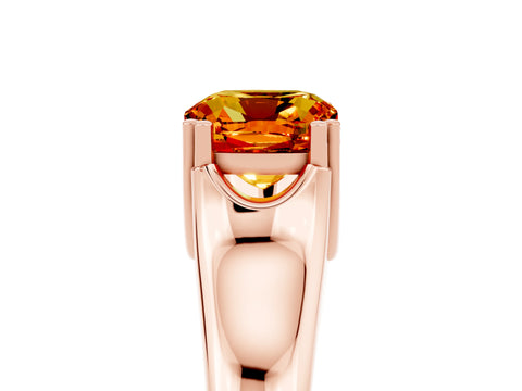 Rose gold Cushion Cut Citrine Solitaire Ring with Wide Band and Prong Setting_5