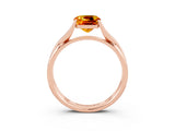 Rose gold Cushion Cut Citrine   Solitaire Twist Band Prong Setting Ring_15