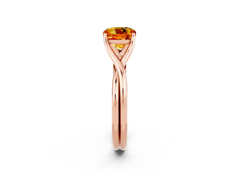 Rose gold Cushion Cut Citrine Solitaire Twist Band Prong Setting Ring_26