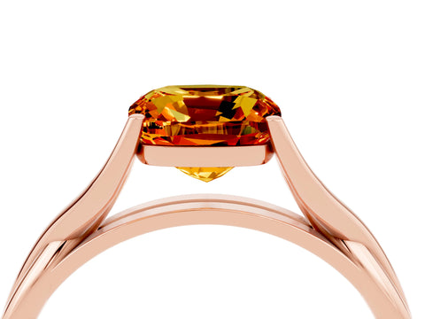 Rose gold Cushion Cut Citrine Solitaire Twist Band Prong Setting Ring_28