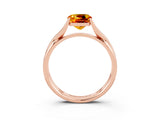 Rose gold Cushion Cut Citrine Solitaire Twist Band Prong Setting Ring_39