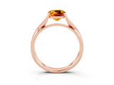 Rose gold Cushion Cut Citrine Solitaire Twist Band Prong Setting Ring_48
