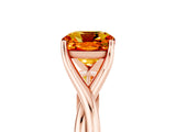 Rose gold Cushion Cut Citrine Solitaire Twist Band Prong Setting Ring_50