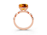 Rose gold Cushion Cut Citrine Solitaire Twisted Band with Round  Accents and Prong Setting_15