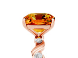 Rose gold Cushion Cut Citrine Solitaire Twisted Band with Round  Accents and Prong Setting_17
