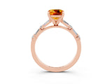 Rose gold Cushion Cut Citrine Solitaire with Side Baguettes and Channel Set Band_3
