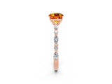 Rose gold Cushion Cut Citrine Solitaire with Side Stones on a Pavé Band and Four-Prong Setting_2
