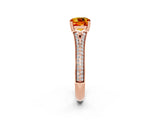 Rose gold Cushion Cut Citrine Split Shank Engagement Ring with Pavé Band_2