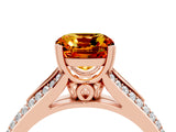 Rose gold Cushion Cut Citrine Split Shank Engagement Ring with Pavé Band_4
