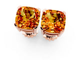 14K Rose Gold 0.63 Carat Cushion Citrine Stud Earrings