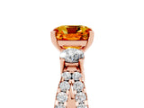 Rose gold Cushion Cut Citrine Three-Stone Ring with Pavé Split Shank and Four-Prong Setting_17