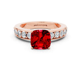 Rose gold Cushion Cut Cut Channel Set Diamond Engagement Ring with Four-Prong Setting