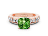 Rose gold Cushion Cut Cut Channel Set Diamond Engagement Ring with Four-Prong Setting