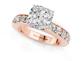 Rose gold Cushion Cut Cut Channel Set Diamond Engagement Ring with Four-Prong Setting_1