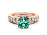 Rose gold Cushion Cut Cut Channel Set Diamond Engagement Ring with Four-Prong Setting