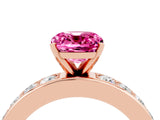 Rose gold Cushion Cut Cut Channel Set Diamond Engagement Ring with Four-Prong Setting_4