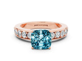 Rose gold Cushion Cut Cut Channel Set Diamond Engagement Ring with Four-Prong Setting