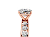 Rose gold Cushion Cut Cut Channel Set Diamond Engagement Ring with Four-Prong Setting_5