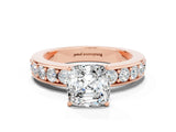 Rose gold Cushion Cut Cut Channel Set Diamond Engagement Ring with Four-Prong Setting