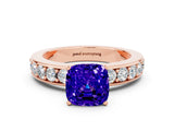 Rose gold Cushion Cut Cut Channel Set Diamond Engagement Ring with Four-Prong Setting