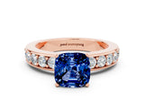 Rose gold Cushion Cut Cut Channel Set Diamond Engagement Ring with Four-Prong Setting