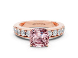 Rose gold Cushion Cut Cut Channel Set Diamond Engagement Ring with Four-Prong Setting