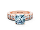 Rose gold Cushion Cut Cut Channel Set Diamond Engagement Ring with Four-Prong Setting