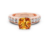 Rose gold Cushion Cut Cut Channel Set Diamond Engagement Ring with Four-Prong Setting