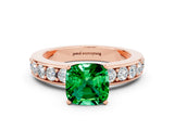 Rose gold Cushion Cut Cut Channel Set Diamond Engagement Ring with Four-Prong Setting