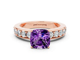 Rose gold Cushion Cut Cut Channel Set Diamond Engagement Ring with Four-Prong Setting