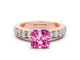 Rose gold Cushion Cut Cut Channel Set Diamond Engagement Ring with Four-Prong Setting