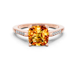 Rose gold Cushion Cut Cut Channel Set Solitaire Engagement Ring with Four-Prong Setting