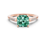 Rose gold Cushion Cut Cut Channel Set Solitaire Engagement Ring with Four-Prong Setting