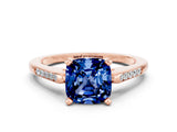 Rose gold Cushion Cut Cut Channel Set Solitaire Engagement Ring with Four-Prong Setting_12