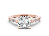 Rose gold Cushion Cut Cut Channel Set Solitaire Engagement Ring with Four-Prong Setting_12