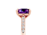Rose gold Cushion Cut Cut Channel Set Solitaire Engagement Ring with Four-Prong Setting_14