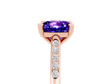 Rose gold Cushion Cut Cut Channel Set Solitaire Engagement Ring with Four-Prong Setting_17