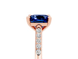 Rose gold Cushion Cut Cut Channel Set Solitaire Engagement Ring with Four-Prong Setting_17