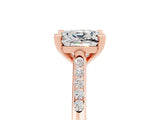 Rose gold Cushion Cut Cut Channel Set Solitaire Engagement Ring with Four-Prong Setting_17