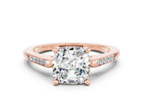 Rose gold Cushion Cut Cut Channel Set Solitaire Engagement Ring with Four-Prong Setting_24
