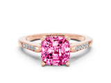 Rose gold Cushion Cut Cut Channel Set Solitaire Engagement Ring with Four-Prong Setting