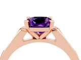 Rose gold Cushion Cut Cut Channel Set Solitaire Engagement Ring with Four-Prong Setting_4